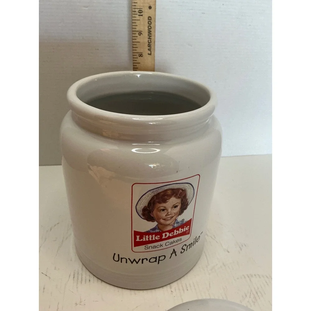 Little Debbie Vintage Snack Cakes Cookie Jar Unwrap A Smile Ceramic White Large